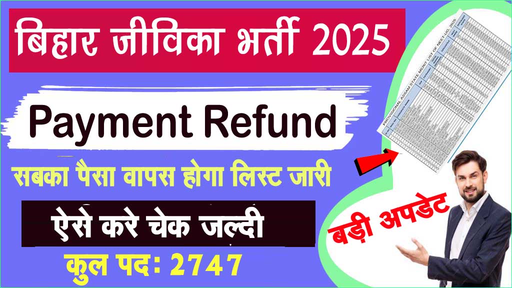 Jeevika Vacancy Payment Refund List 2025